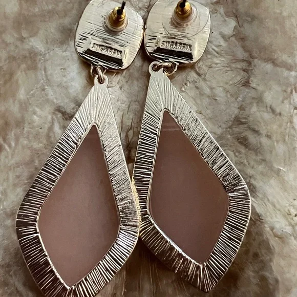 SUGARFIX by Baulebar Gold and Peach Stone Drop Pierced Earrings - Picture 3 of 5